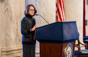 Global Ageing Network Executive Director Katie Smith Sloan speaks at the Global Brain Health and Longevity Strategy Meeting January 28, 2025, in Washington DC.